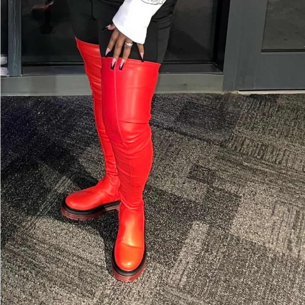 Thigh High Red Boots